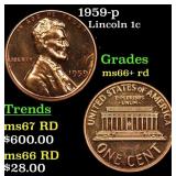 1959-p Lincoln Cent 1c Grades GEM++ RD