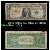 1957A $1 Blue Seal Silver Certificate Grades vf+
