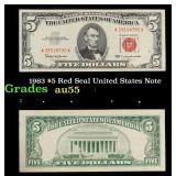 1963 $5 Red Seal United States Note Grades Choice