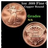 1oz .999 Fine Copper Bullion Round - Walking Liber
