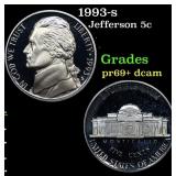 1993-s Proof Jefferson Nickel 5c Grades GEM++ Proo