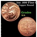 1oz .999 Fine Copper Bullion Round - Inflation Is