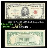 1963 $5 Red Seal United States Note Grades Select