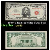 1963 $5 Red Seal United States Note Grades Choice