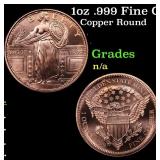 1oz .999 Fine Copper Bullion Round - Standing Libe