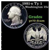 1981-s Ty 1 Proof Washington Quarter 25c Grades GE