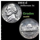 1964-d Jefferson Nickel 5c Grades GEM+ Unc