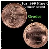 1oz .999 Fine Copper Bullion Round - Right To Bear