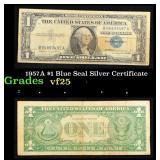 1957A $1 Blue Seal Silver Certificate Grades vf+