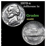 1970-s Jefferson Nickel 5c Grades GEM+ Unc