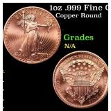1oz .999 Fine Copper Bullion Round - Walking Liber