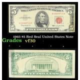 1963 $5 Red Seal United States Note Grades vf++
