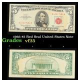 1963 $5 Red Seal United States Note Grades vf++