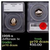 1998-s Proof Jefferson Nickel 5c pr70 dcam SEGS