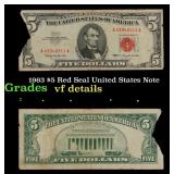 1963 $5 Red Seal United States Note Grades vf deta