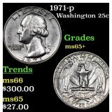 1971-p Washington Quarter 25c Grades GEM+ Unc