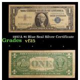 1957A $1 Blue Seal Silver Certificate Grades vf+