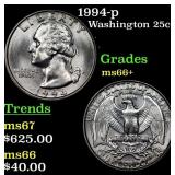 1994-p Washington Quarter 25c Grades GEM++ Unc
