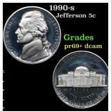 1990-s Proof Jefferson Nickel 5c Grades GEM++ Proo
