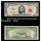 1963 $5 Red Seal United States Note Grades vf++