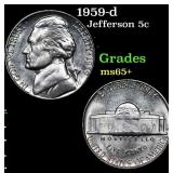 1959-d Jefferson Nickel 5c Grades GEM+ Unc