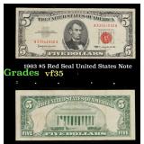 1963 $5 Red Seal United States Note Grades vf++