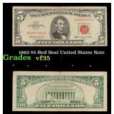 1963 $5 Red Seal United States Note Grades vf++