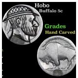 Hobo Buffalo Nickel 5c Grades Hand Carved