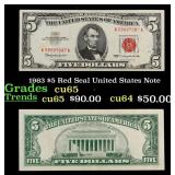 1963 $5 Red Seal United States Note Grades Gem CU