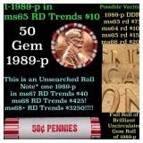 BU Shotgun Lincoln 1c roll, 1989-p 50 pcs Bank Wra