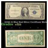 1935G $1 Blue Seal Silver Certificate Grades vf+ M