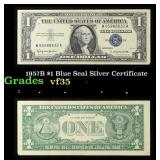 1957B $1 Blue Seal Silver Certificate Grades vf++