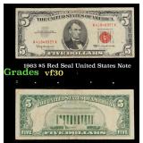 1963 $5 Red Seal United States Note Grades vf++