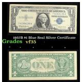 1957B $1 Blue Seal Silver Certificate Grades vf++