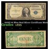 1935G $1 Blue Seal Silver Certificate Grades vf+ M