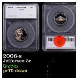 2006-s Proof Jefferson Nickel 5c pr70 dcam SEGS