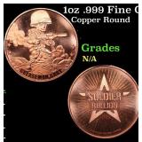 1oz .999 Fine Copper Bullion Round - Greaseman Gar