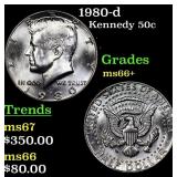 1980-d Kennedy Half Dollar 50c Grades GEM++ Unc