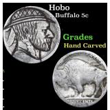 Hobo Buffalo Nickel 5c Grades Hand Carved