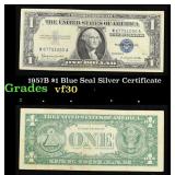 1957B $1 Blue Seal Silver Certificate Grades vf++
