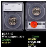 1983-d Washington Quarter 25c ms66+ SEGS