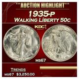 IO 1935-p Walking Liberty Half Dollar 50c ms67 SEG