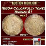 YO 1880-p Morgan Dollar Colorfully Toned $1 ms65+