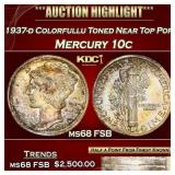 1937-d Mercury Dime Colorfullu Toned Near Top Pop!