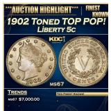 IO 1902 Liberty Nickel Toned TOP POP! 5c ms67 SEGS