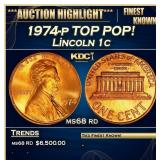 IO 1974-p Lincoln Cent TOP POP! 1c ms68 rd SEGS