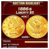 IO 1886-s Gold Liberty Half Eagle $5 ms66+ SEGS