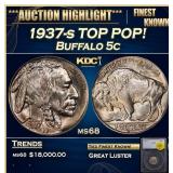 1937-s Buffalo Nickel TOP POP! 5c ms68 SEGS