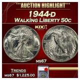 YO 1944-d Walking Liberty Half Dollar 50c ms67 SEG