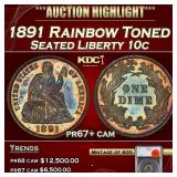 1891 Proof Seated Liberty Dime Rainbow Toned 10c p